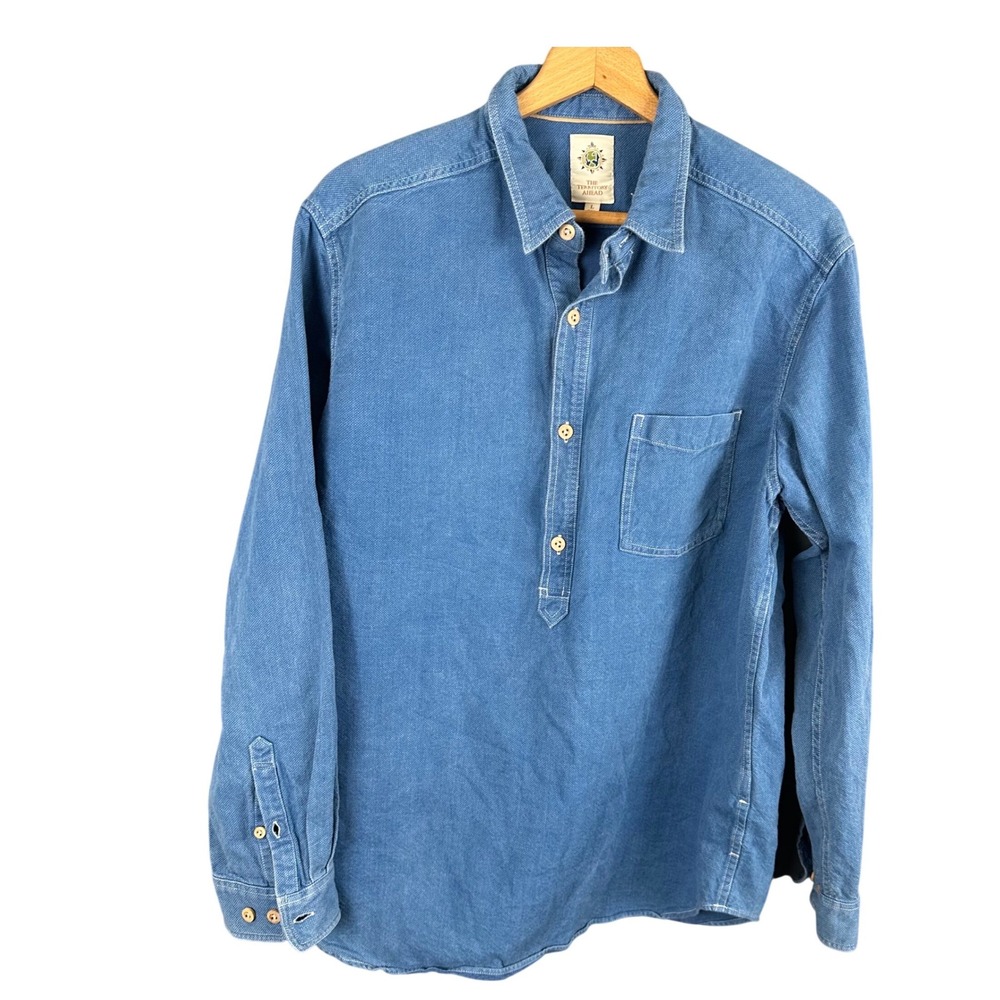 The Territory Ahead Mens Blue Cotton Long Sleeve Shirt Large RN161502